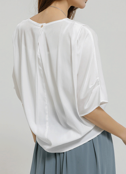 [LouisAngel]褶皱五分袖丝滑T恤