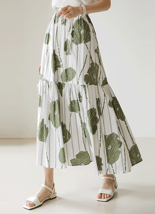 迷彩花纹印花层叠式长裙